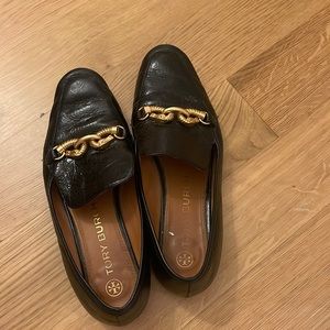 Tory Burch black flats with gold hardware